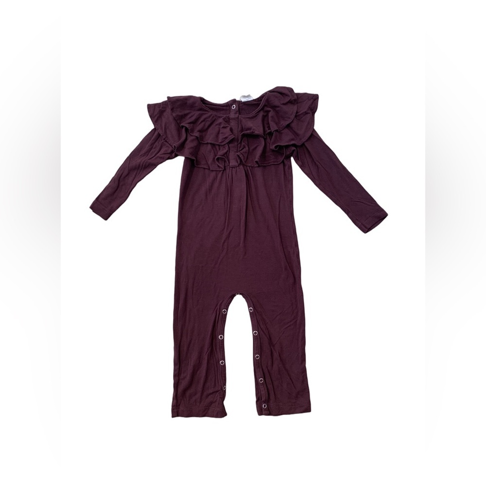 Kate Quinn Size 18-24 Months Plum Purple Bamboo Ruffle Jumpsuit Romper
